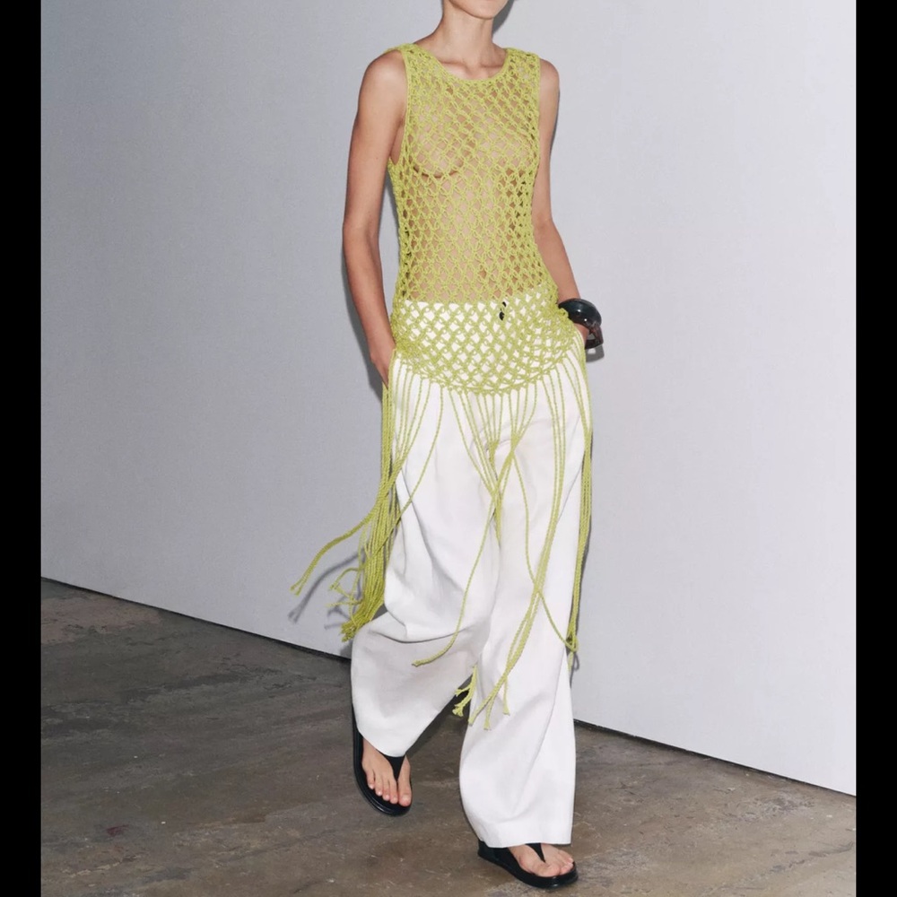 Crochet Knit Fringe Top